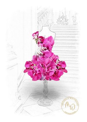 Pink Fizz ballgown created from Sweet Peas