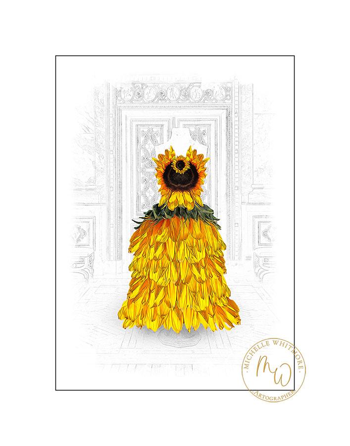 Sunshine Delight ballgown made from sunflowers
